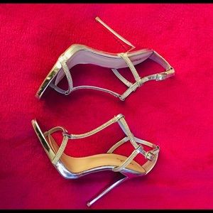 Silver and Rhinestone Stiletto Heels